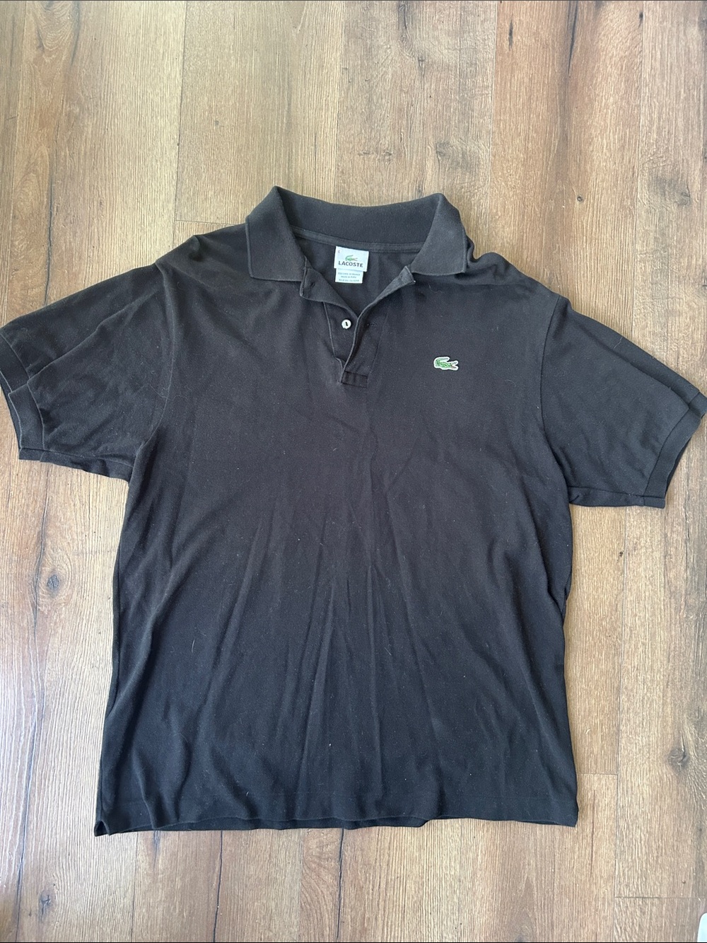 Lacoste Black Men's Short-Sleeve Polo with Green Crocodile Logo !! Size XL